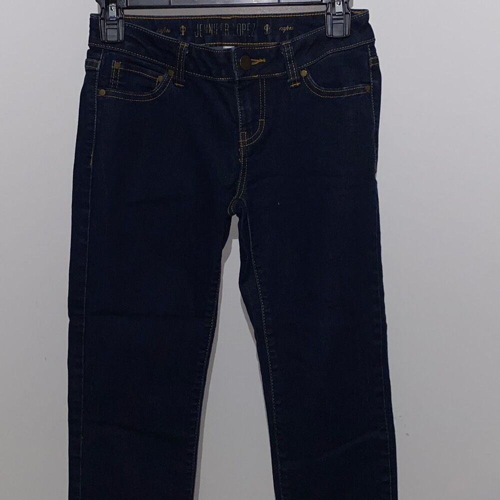 Jennifer‎ Lopez Capri Jeans Women's 0 Petite Dark Blue Denim Stretch Dark Wash